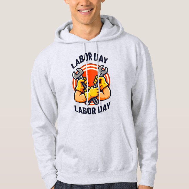 Sudadera Labor Day Strong Worker Hands Tools Design (Anverso)