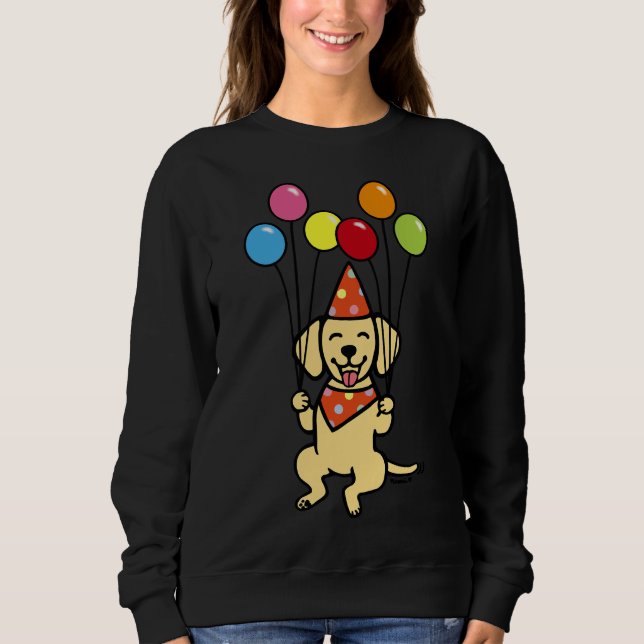 Sudadera Labrador amarillo de cumpleaños y globos (Anverso)