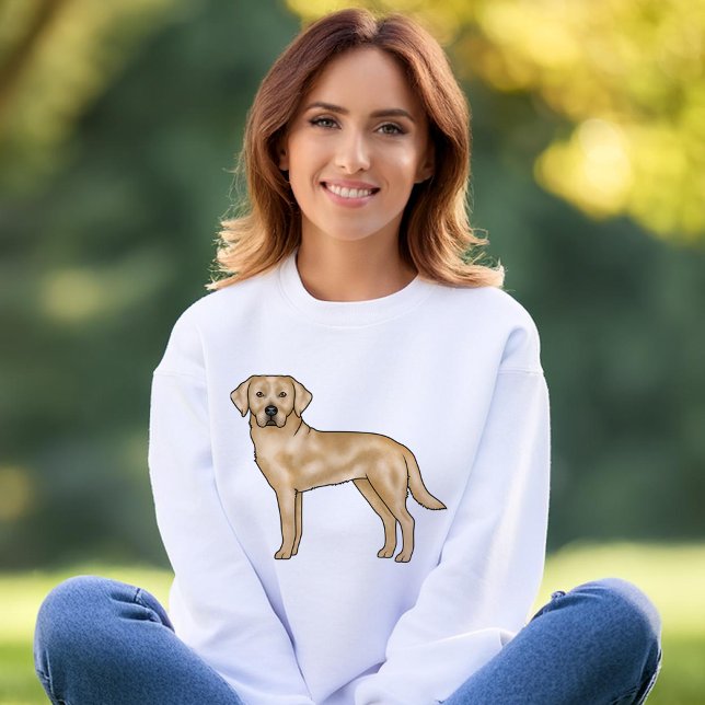 Sudadera Labrador amarillo recuperador de caricatura lindo  (Please note: This image is a digital mockup.)