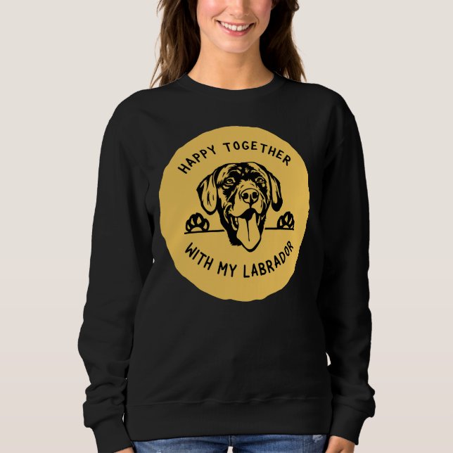 Sudadera Labrador Buscando Gráficos Con Feliz Conjunto Text (Anverso)