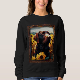 Sudadera Labrador Chocolate Pintura Flor de Girasol Mamá M