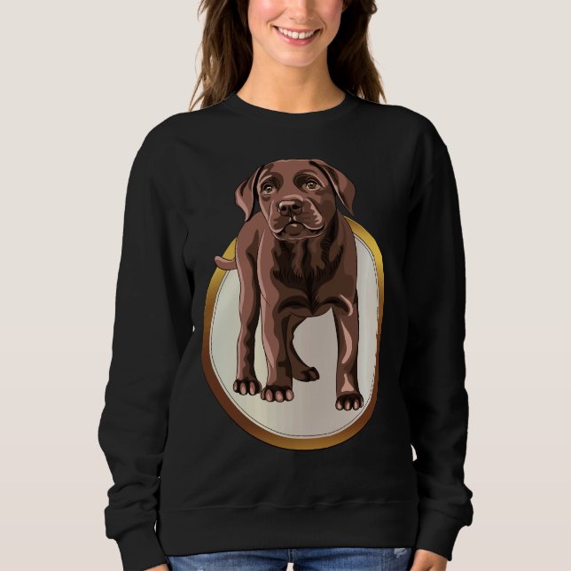 Sudadera Labrador De Chocolate En Una Medalla De Oro Blanco (Anverso)