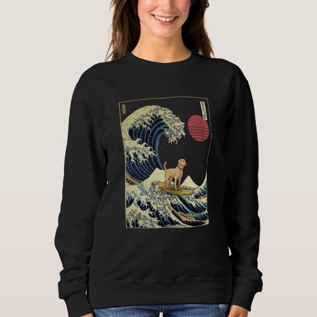 Sudadera Labrador japonés Ola de Kanagawa Perro Surf (Anverso)