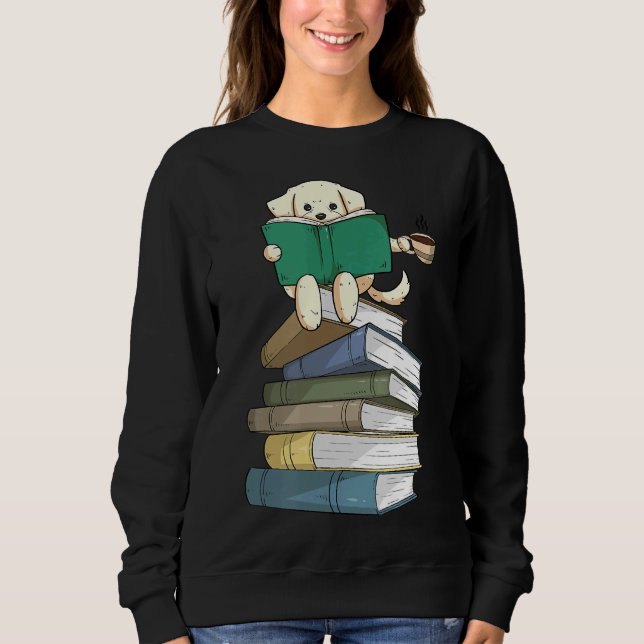 Sudadera Labrador Libros Café Amarillo de lectura de perros (Anverso)