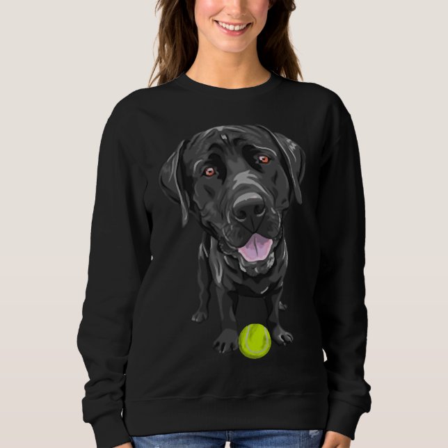 Sudadera Labrador negro con baile de tenis (Anverso)