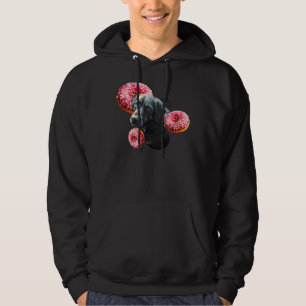 Sudadera Labrador negro con donuts rosados