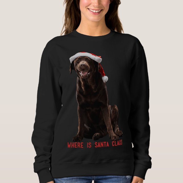 Sudadera Labrador negro sentado con Navidades (Anverso)