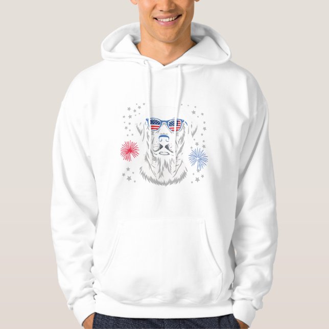 Sudadera Labrador patriótico con gafas de sol de EE. UU. (Anverso)