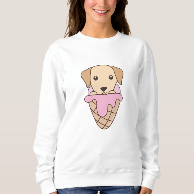 Sudadera Labrador Perro Crema De Hielo Rosa Waffle Cute Ani (Anverso)