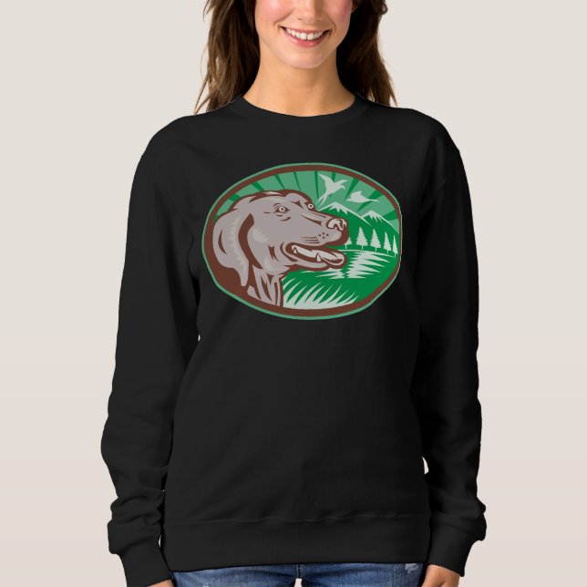 Sudadera Labrador recuperador cazando perro retro (Anverso)