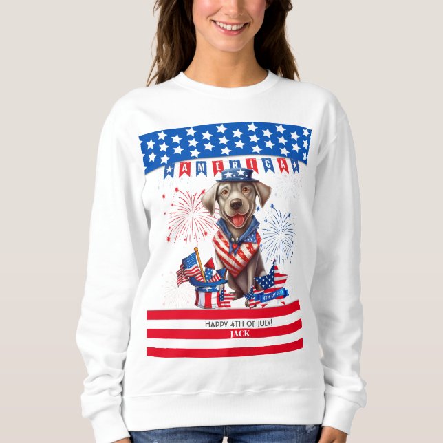 Sudadera Labrador Recuperador Feliz 4 De Julio De Independe (Anverso)
