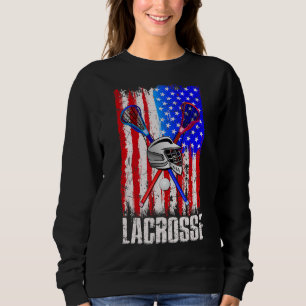 Sudadera Lacrosse Bandera Americana Lax Helmet Sticks 4 De 