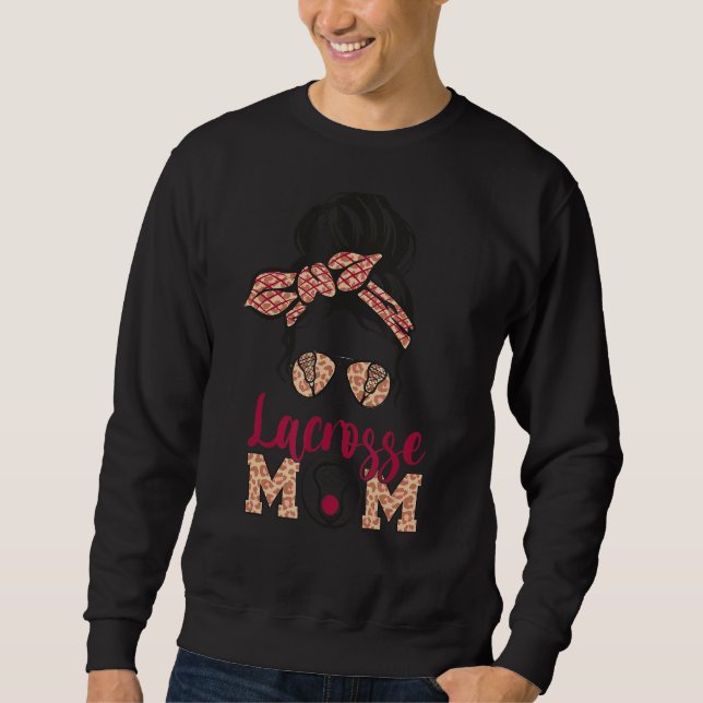 Sudadera Lacrosse Mom Messy Bun Leopard Print Lax Sports La (Anverso)