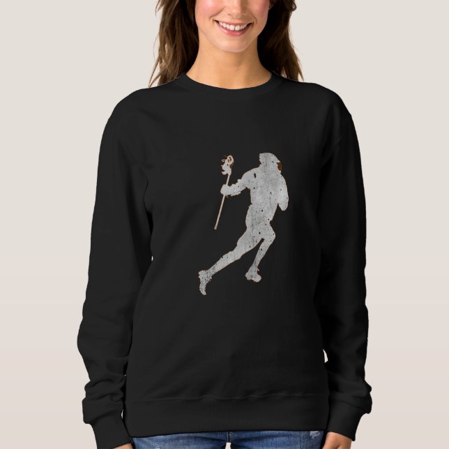 Sudadera Lacrosse Player Sports Concrete Grunge angustiado (Anverso)