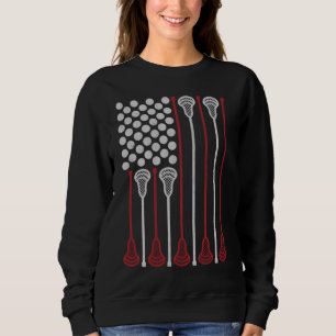 Sudadera Lacrosse Stick American Flag Lax Player