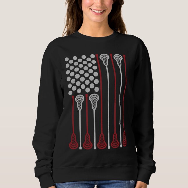 Sudadera Lacrosse Stick American Flag Lax Player (Anverso)