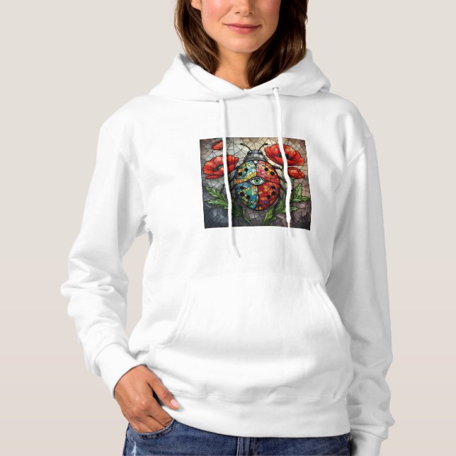 Sudadera Ladybug stained glass vibrant poppy flower insect  (Anverso)