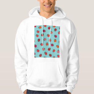 Sudadera Ladybugs, fondo azul, encantadora pieza sin costur
