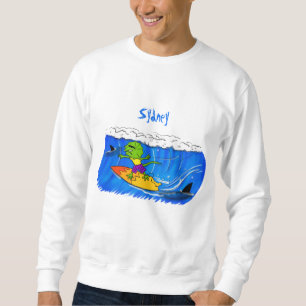 Sudadera Lagarto de cuello rizado divertido surfando carica