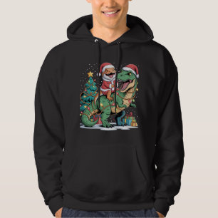 Sudadera Lagarto de Santa Cabalga Dino Verde en Navidad