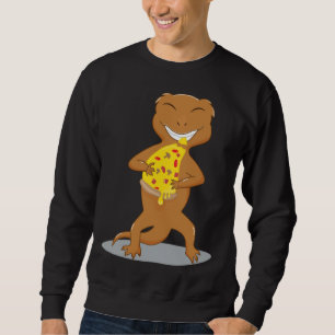 Sudadera Lagartos crestados comiendo pizza irónico reptiles