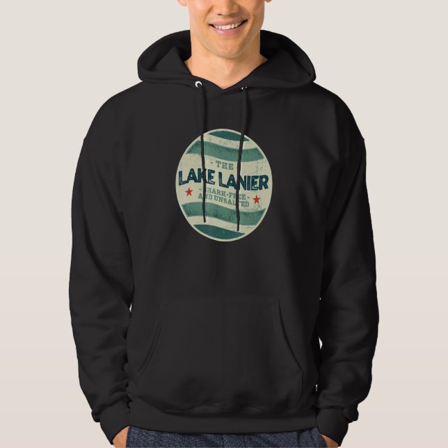 Sudadera Lake Lanier Shark Free and Unsalted Camping Georgi (Anverso)