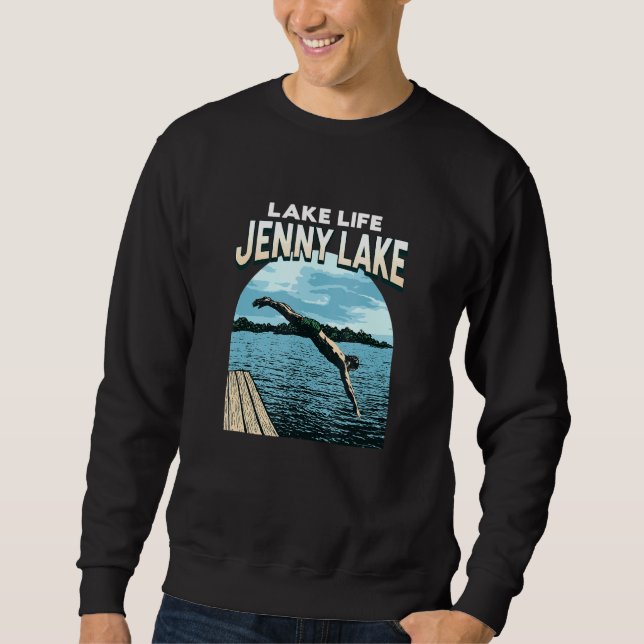 Sudadera Lake Life Jenny Lake Swimming Wyoming Swimmer (Anverso)