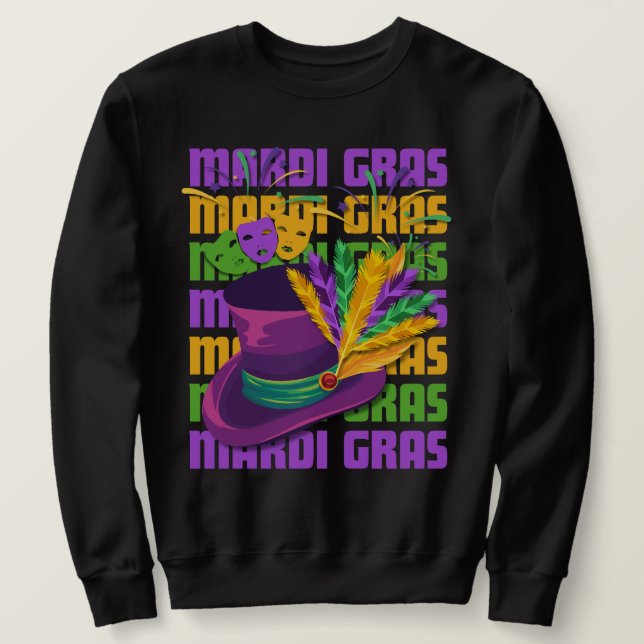 Sudadera Láminas de sombrero superior MARDI GRAS (Anverso del diseño)