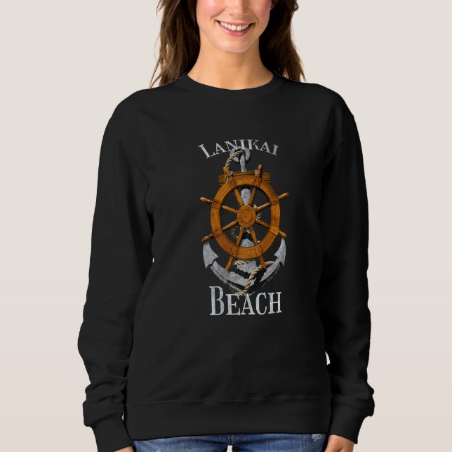 Sudadera Lanikai Beach Hawaii Vacaciones Anchor Náutico Nav (Anverso)