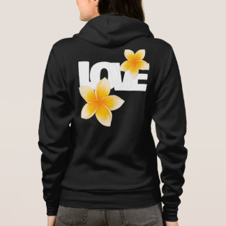 Sudadera Laos Amor Flor de Frangipani Blanca sobre Negro
