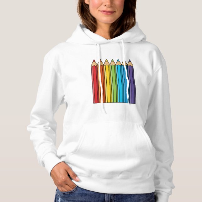 Sudadera Lápices de Colorear Arcoíris (Anverso)