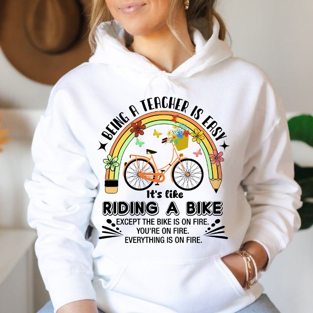 Sudadera lápiz arco iris Apreciación del profesor, profesor (Being A Teacher is Easy, It's Like Riding A Bike mug, personalized teacher mug, teacher gift ideas )