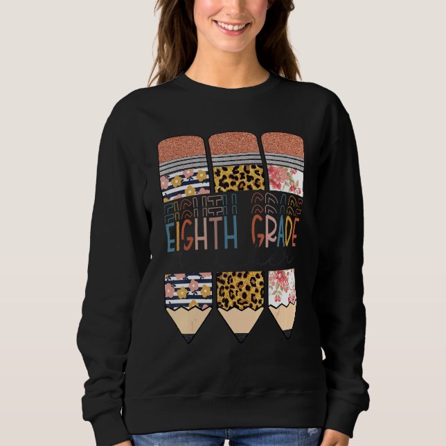 Sudadera Lápiz De Leopardo De Octavo Grado De Maestra De Vu (Anverso)