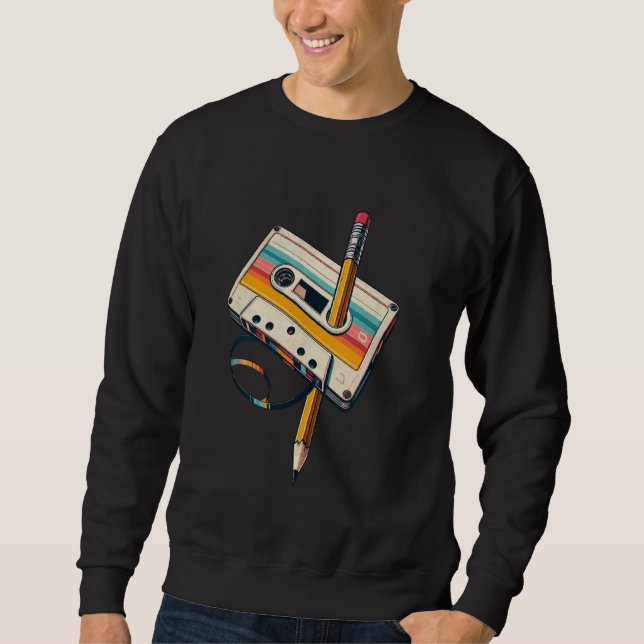 Sudadera Lápiz vintage Rewind Cassette Cinta Nostalgia (Anverso)