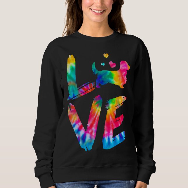 Sudadera Larga haitiana Dachshund Tie Dye Love Dog Mom Dad (Anverso)