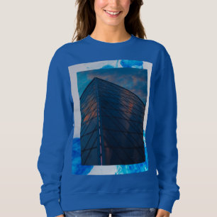 Sudadera Larga manga de la torre azul de las mujeres