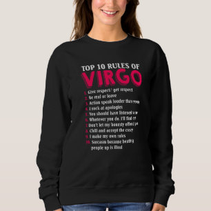 Sudadera Las 10 Principales Reglas Del Rótulo Virgo Zodiac