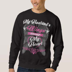 Sudadera Las alas de mi marido cubren mi regalo de corazón