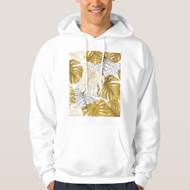 Sudadera Las hojas de Monstera: Blanco dorado (Anverso)