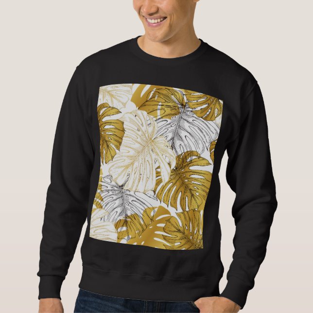 Sudadera Las hojas de Monstera: Blanco dorado (Anverso)
