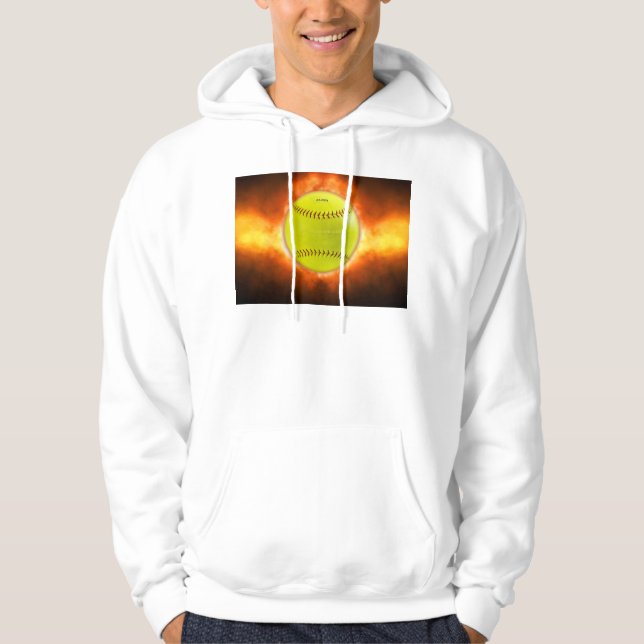 Sudadera Las llamas de bola rápida de softball amarillo de  (Anverso)