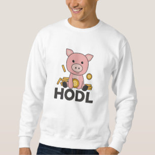 Sudadera Las monedas de Bitcoin Piggy Bank Holding mantiene