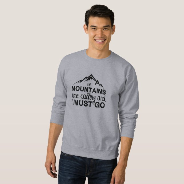 Sudadera Las Montañas Están Llamando Y Debo Ir, Acampando (Anverso completo)