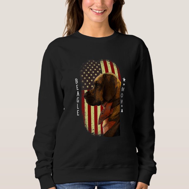 Sudadera Las mujeres beagle mamá Bandera Americana Beagle p (Anverso)