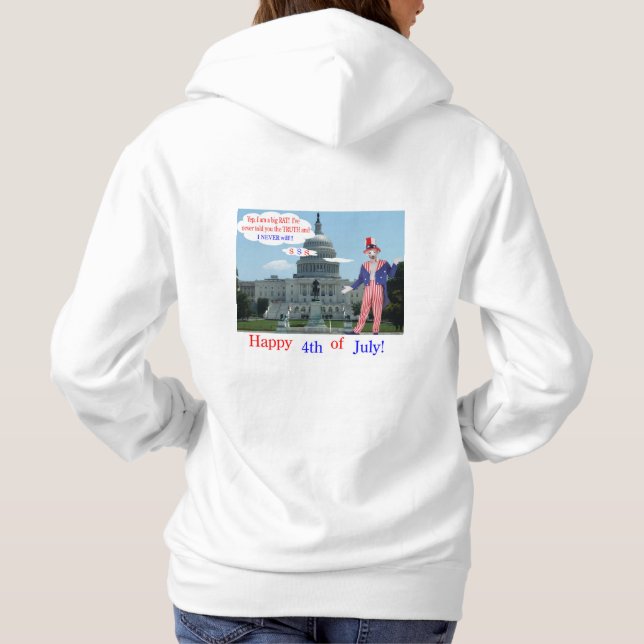 Sudadera las mujeres capuchan. Feliz 4. rata/unclesam (Reverso)