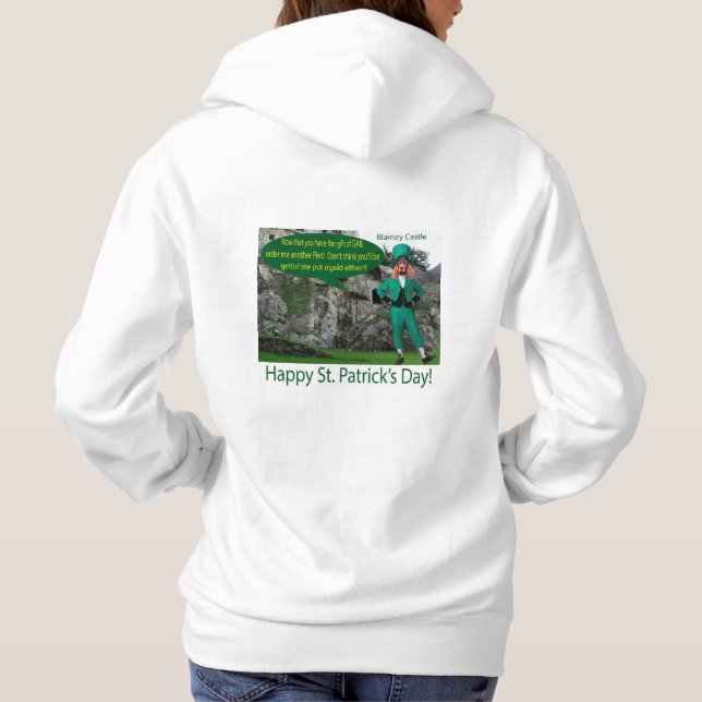 Sudadera las mujeres capuchan. Feliz Día de San Patricio. (Reverso)