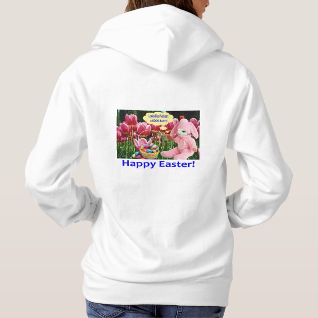 Sudadera las mujeres capuchan. Feliz Pascua. (Reverso)