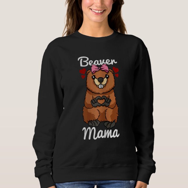 Sudadera Las mujeres castor Mama Finger Heart Beaver Animal (Anverso)