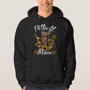 Sudadera Las Mujeres Cute Pitbull Mamá Perro Girasol Mamá M