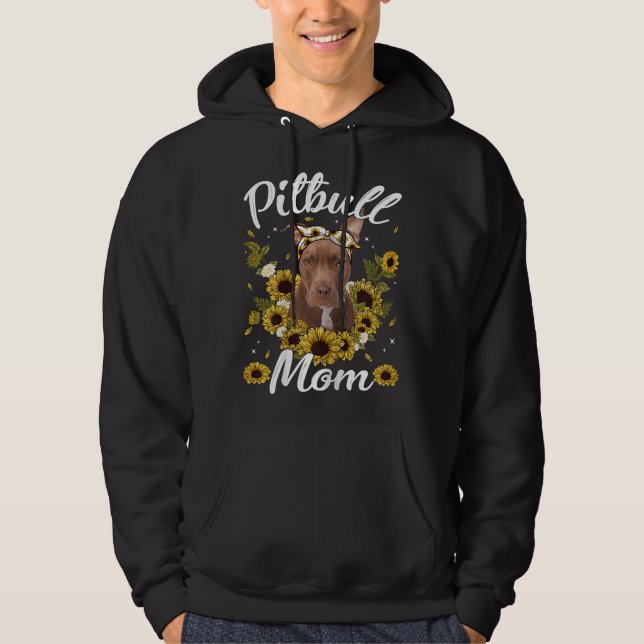 Sudadera Las Mujeres Cute Pitbull Mamá Perro Girasol Mamá M (Anverso)
